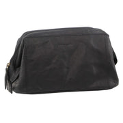 Pierre Cardin Mens Rustic Leather Toiletry Case Bag Travel - Black V563-PC-2803-BLACK