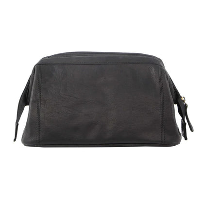 Pierre Cardin Mens Rustic Leather Toiletry Case Bag Travel - Black V563-PC-2803-BLACK