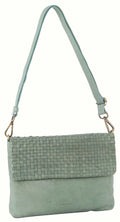 Pierre Cardin Womens Woven Leather Flap Cross-Body Bag/Clutch - Mint Green V563-PC-3280-MINT