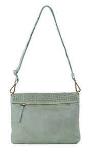 Pierre Cardin Womens Woven Leather Flap Cross-Body Bag/Clutch - Mint Green V563-PC-3280-MINT