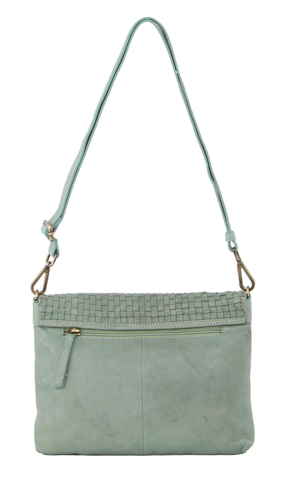 Pierre Cardin Womens Woven Leather Flap Cross-Body Bag/Clutch - Mint Green V563-PC-3280-MINT