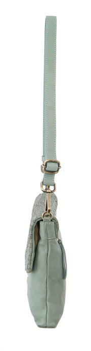 Pierre Cardin Womens Woven Leather Flap Cross-Body Bag/Clutch - Mint Green V563-PC-3280-MINT