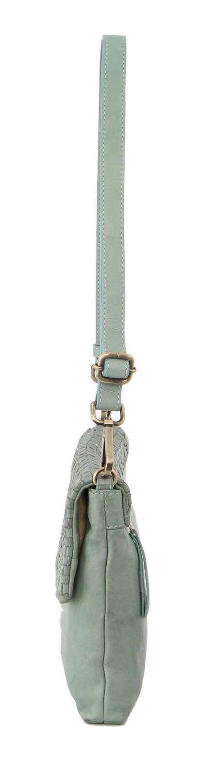 Pierre Cardin Womens Woven Leather Flap Cross-Body Bag/Clutch - Mint Green V563-PC-3280-MINT