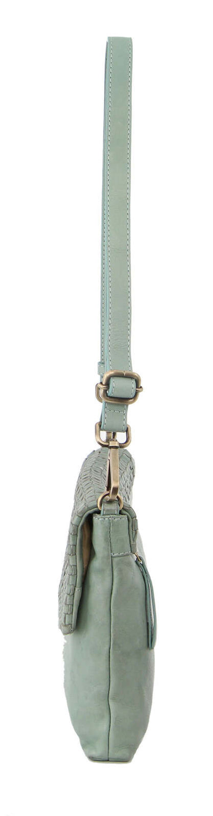 Pierre Cardin Womens Woven Leather Flap Cross-Body Bag/Clutch - Mint Green V563-PC-3280-MINT