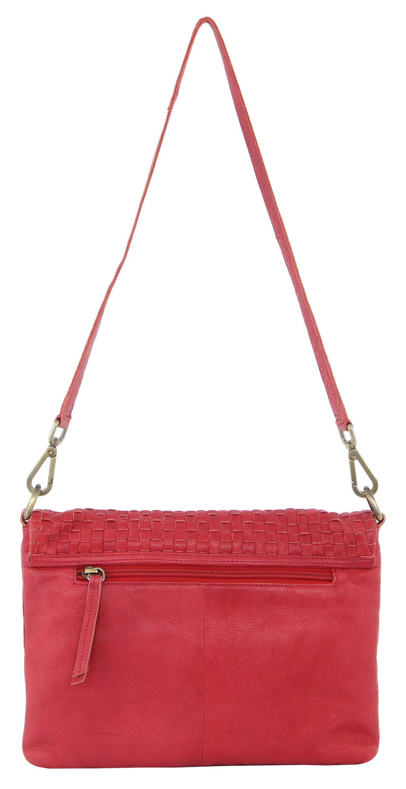Pierre Cardin Womens Woven Leather Flap Cross-Body Bag/Clutch - Red V563-PC-3280-RED