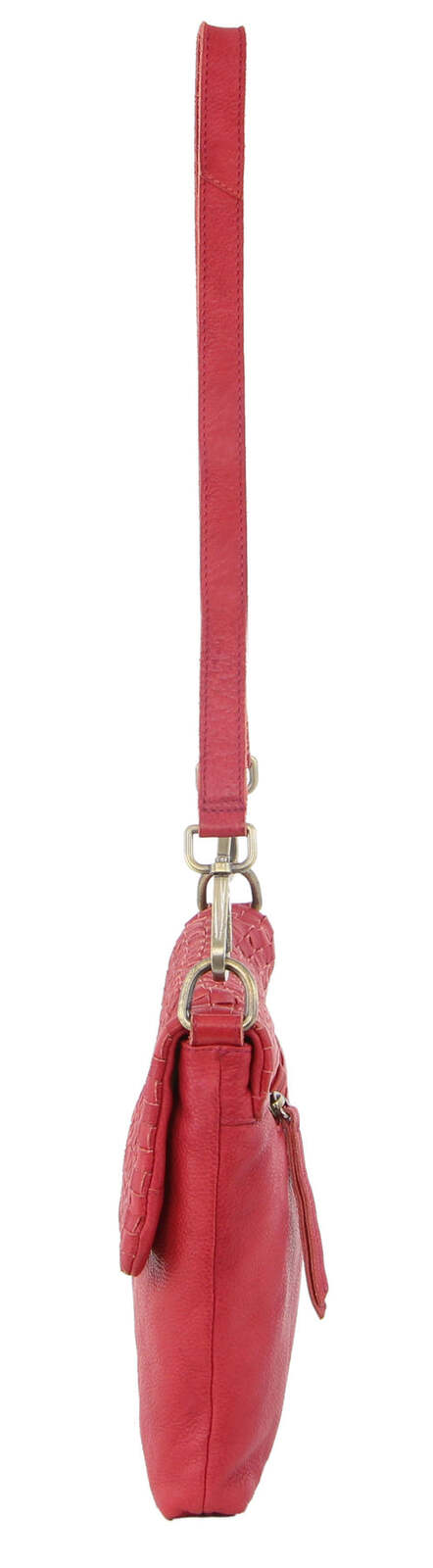 Pierre Cardin Womens Woven Leather Flap Cross-Body Bag/Clutch - Red V563-PC-3280-RED