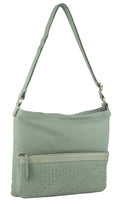 Pierre Cardin Womens Woven Leather Flap Cross-Body Bag Handbag - Mint V563-PC-3281-MINT