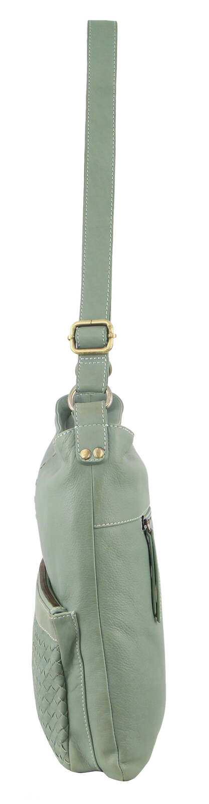 Pierre Cardin Womens Woven Leather Flap Cross-Body Bag Handbag - Mint V563-PC-3281-MINT