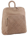 Pierre Cardin Womens Woven Leather Backpack Bag - Taupe V563-PC-3282-TAUP