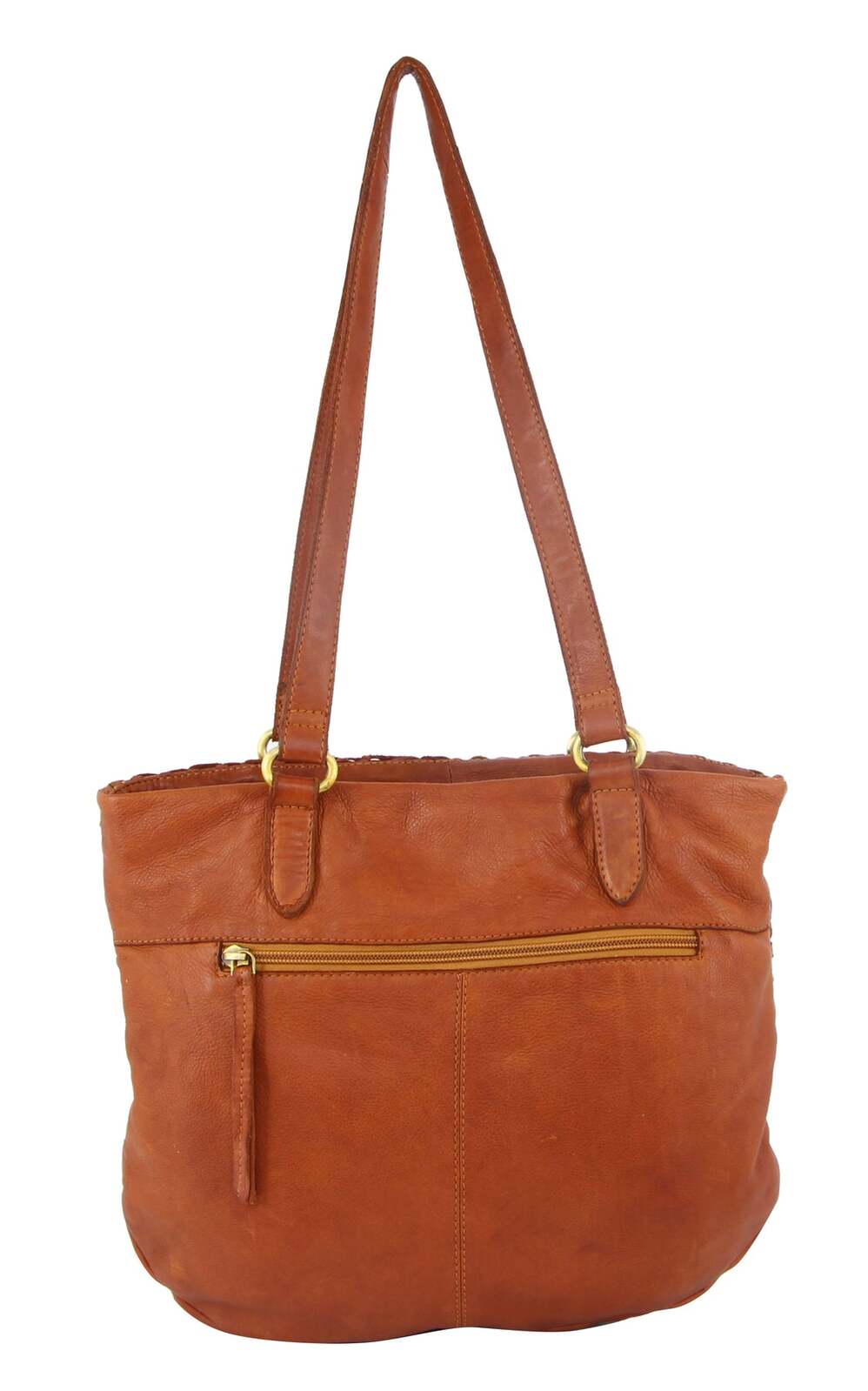 Pierre Cardin Woven Leather Ladies Shoulder Bag Travel Carry - Cognac V563-PC-3307-COGNAC