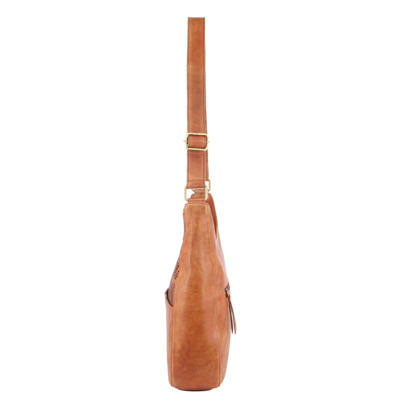 Pierre Cardin Womens Leather Perforated Cross-Body Bag - Cognac V563-PC-3343-COGN