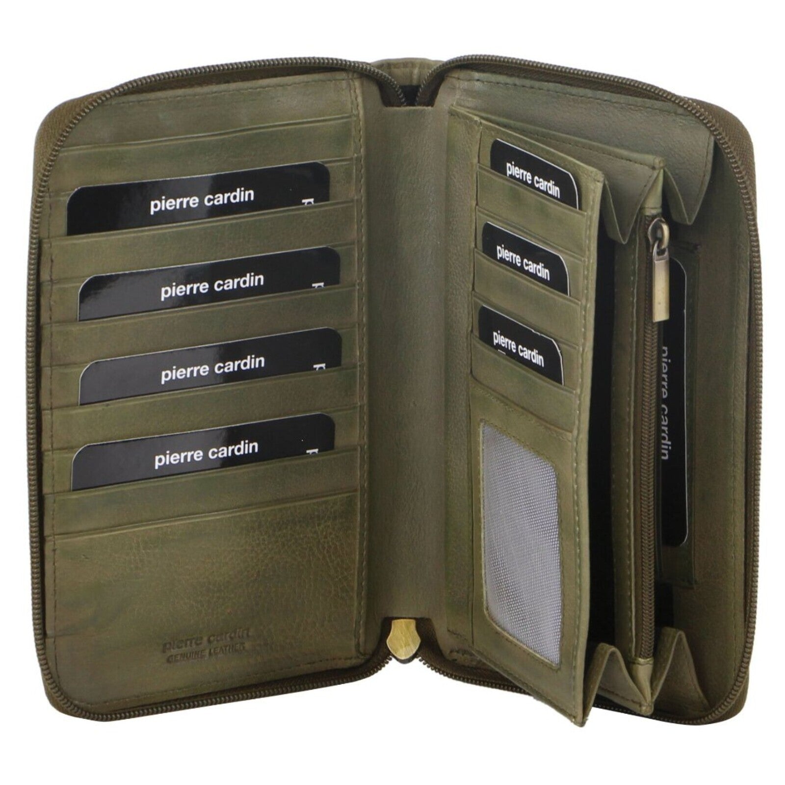 Pierre Cardin Perforated Leather Ladies Zip Around Wallet - Olive V563-PC-3350-OLIVE