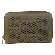 Pierre Cardin Perforated Leather Ladies Zip Around Wallet - Olive V563-PC-3350-OLIVE