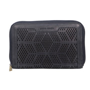 Pierre Cardin Perforated Leather Ladies Zip Around Wallet - Teal V563-PC-3350-TEAL