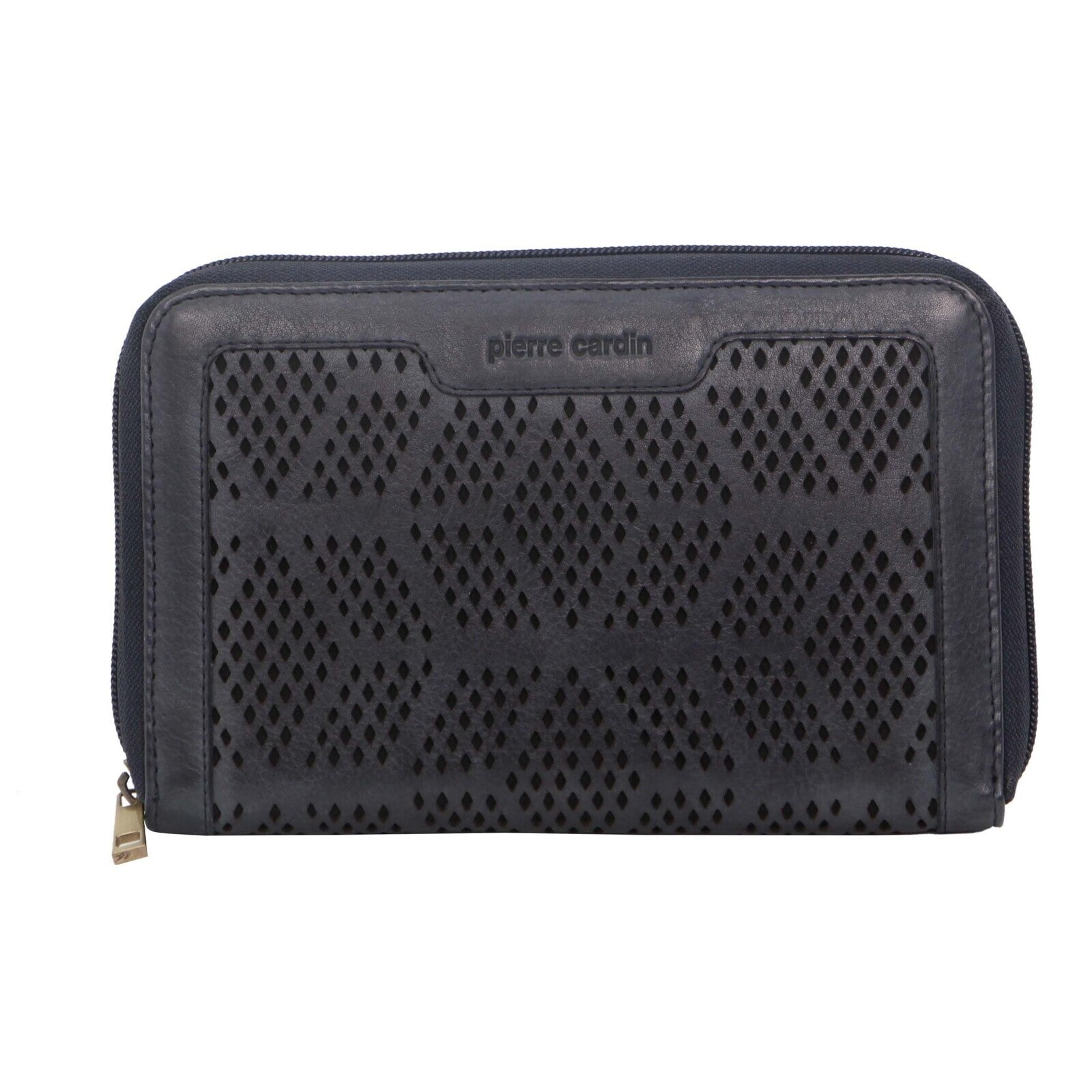 Pierre Cardin Perforated Leather Ladies Zip Around Wallet - Teal V563-PC-3350-TEAL