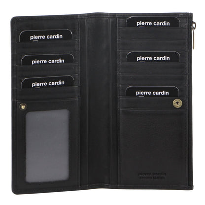 Pierre Cardin Perforated Leather Ladies Handy Travel Wallet - Black V563-PC-3351-BLACK