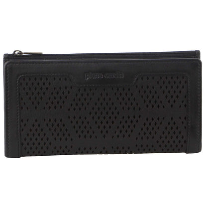 Pierre Cardin Perforated Leather Ladies Handy Travel Wallet - Black V563-PC-3351-BLACK