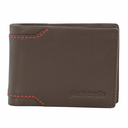 Pierre Cardin Soft Italian Leather Mens Bi-Fold Wallet with Central Flap - Brown V563-PC-3399-BRN