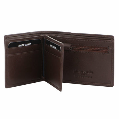 Pierre Cardin Soft Italian Leather Mens Bi-Fold Wallet with Central Flap - Brown V563-PC-3399-BRN