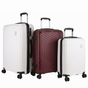 Pierre Cardin x Milleni 3-Piece Hardshell Super Light Luggage Bags Travel Suitcase - Burgundy/White V563-PC-3550-BURG-SETOF3