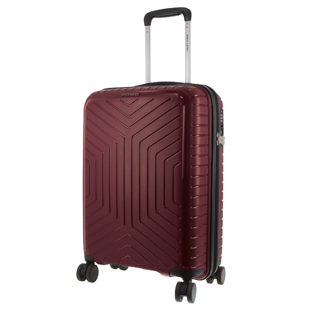 Pierre Cardin x Milleni 3-Piece Hardshell Super Light Luggage Bags Travel Suitcase - Burgundy/White V563-PC-3550-BURG-SETOF3