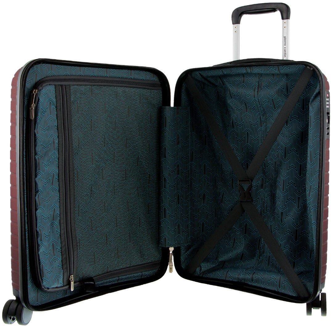 Pierre Cardin x Milleni 3-Piece Hardshell Super Light Luggage Bags Travel Suitcase - Burgundy/White V563-PC-3550-BURG-SETOF3