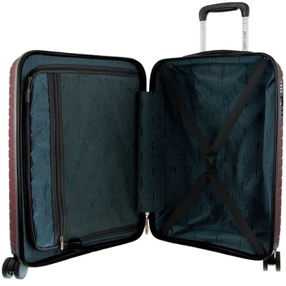 Pierre Cardin x Milleni 3-Piece Hardshell Super Light Luggage Bags Travel Suitcase - Burgundy/White V563-PC-3550-BURG-SETOF3