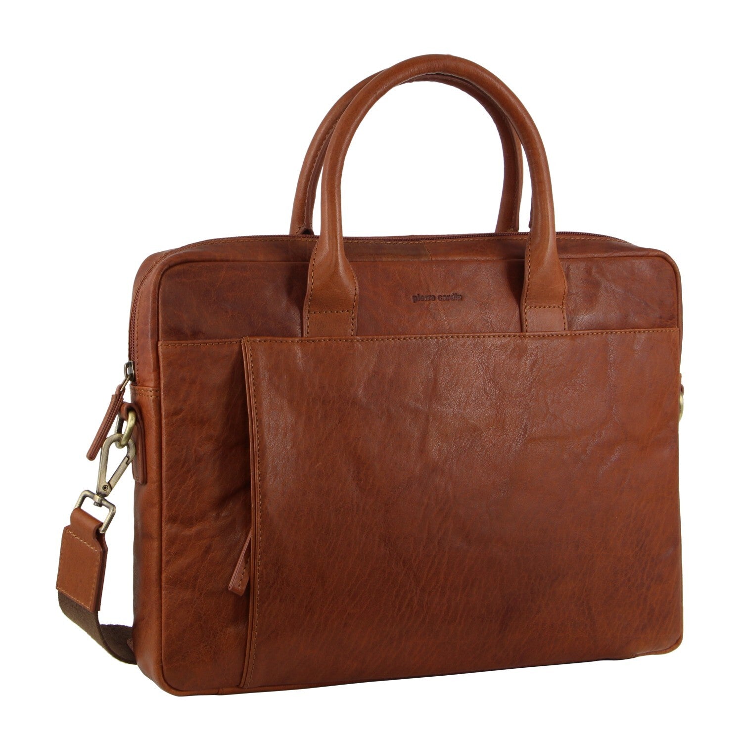 Pierre Cardin Leather Multi-Handle 15" Laptop Computer Bag - Tan V563-PC-3591-TAN