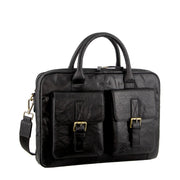 Pierre Cardin Leather Multi-Compartment Business 15" Laptop Bag - Black V563-PC-3594-BLK
