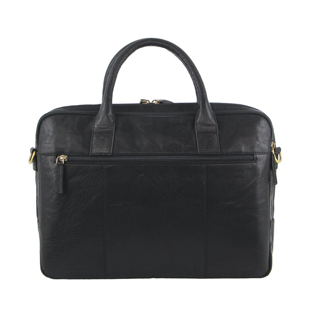 Pierre Cardin Leather Multi-Compartment Business 15" Laptop Bag - Black V563-PC-3594-BLK