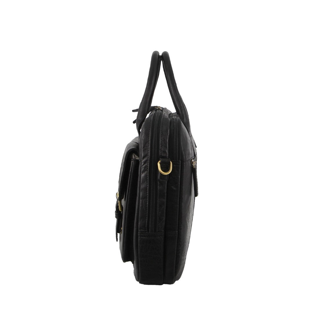 Pierre Cardin Leather Multi-Compartment Business 15" Laptop Bag - Black V563-PC-3594-BLK