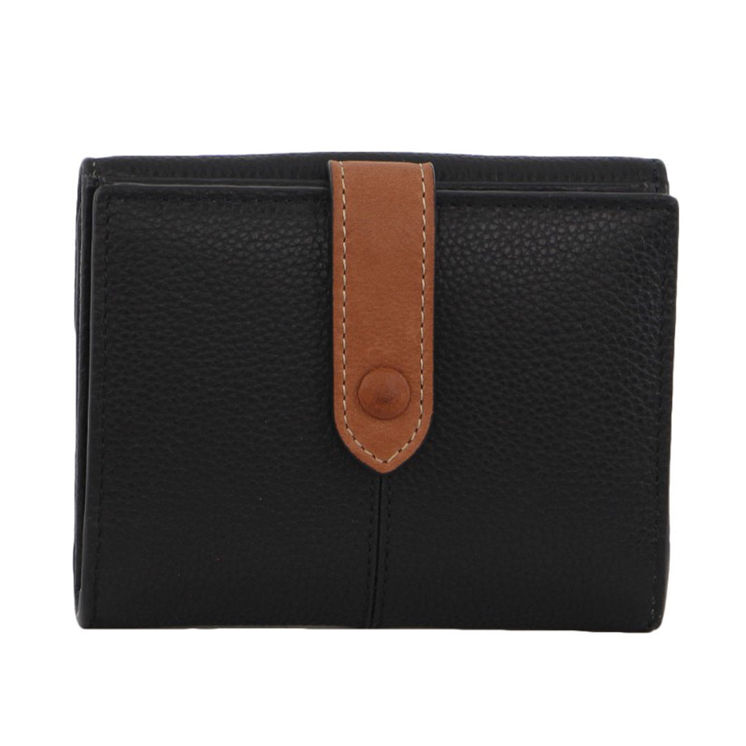 Pierre Cardin Womens Leather Bi-Fold Tab Wallet Ladies - Black V563-PC-3606-BLK