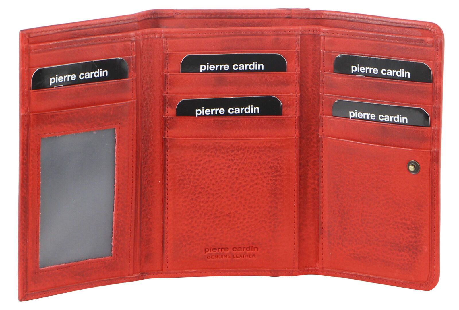 Pierre Cardin Womens Soft Italian Leather RFID Purse Wallet Rustic Trifold - Red V563-PC-8776-RED