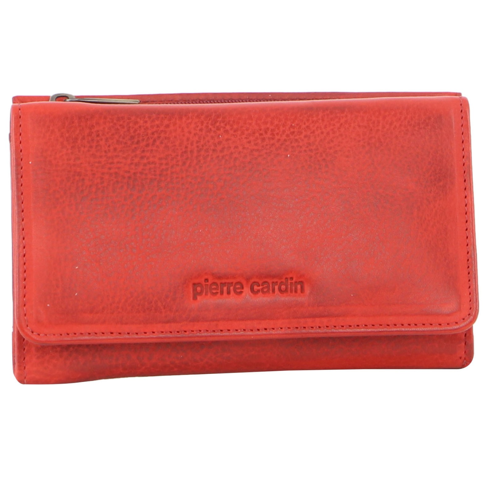 Pierre Cardin Womens Soft Italian Leather RFID Purse Wallet Rustic Trifold - Red V563-PC-8776-RED