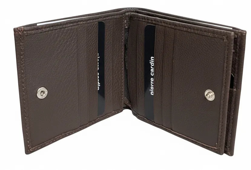 Pierre Cardin Mens Leather Tri Fold Wallet w/ RFID Protection - Brown V563-PC-8781-BROWN