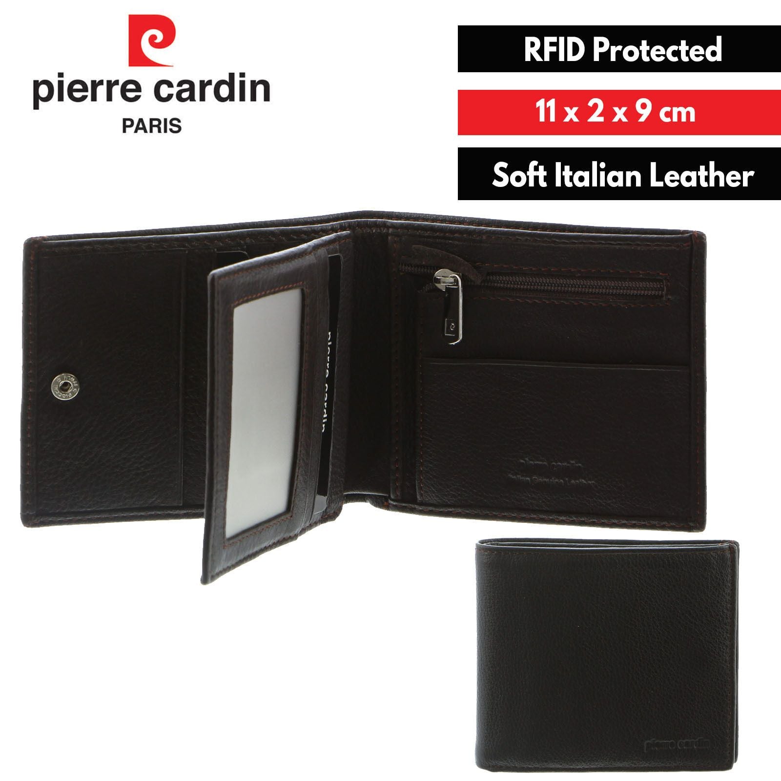 Pierre Cardin Mens Leather Tri Fold Wallet w/ RFID Protection - Brown V563-PC-8781-BROWN