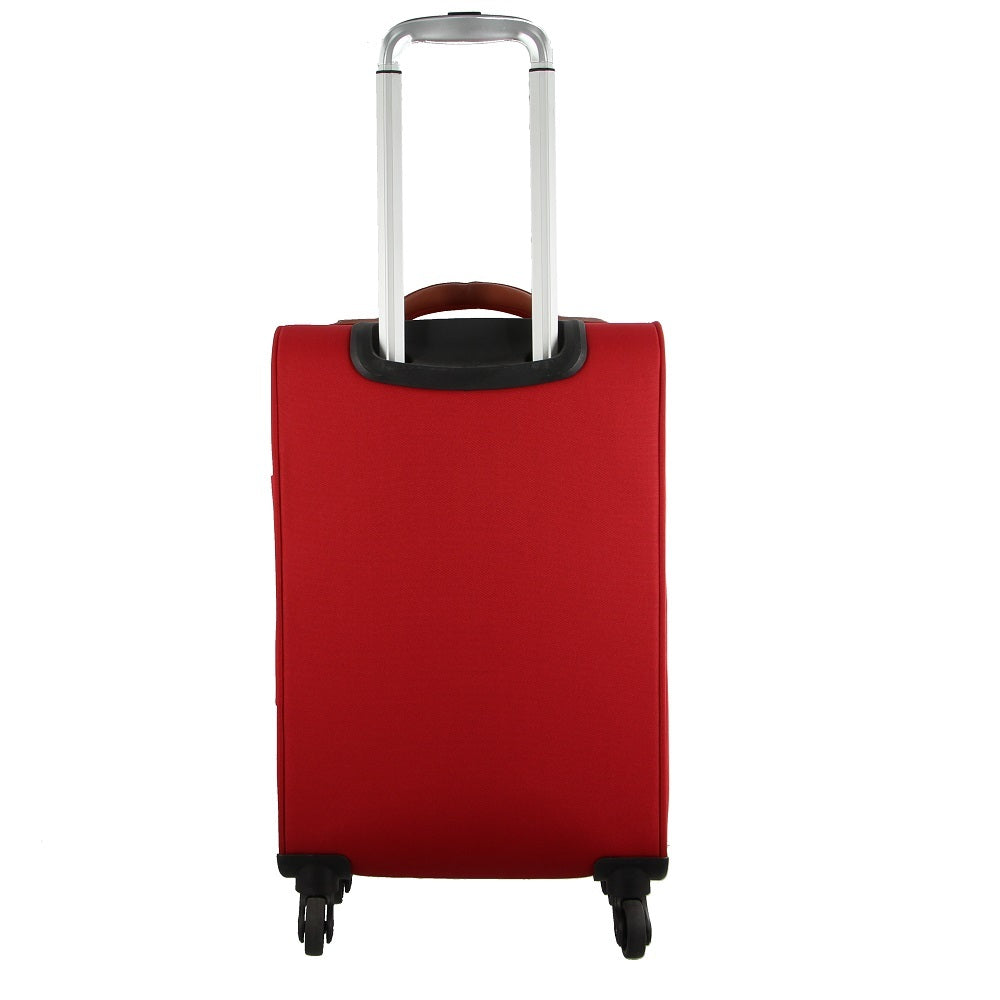 Pierre Cardin 40L Cabin Soft-Shell Suitcase Travel Luggage Bag 4-Wheel Case - Red V563-PC2452-RED