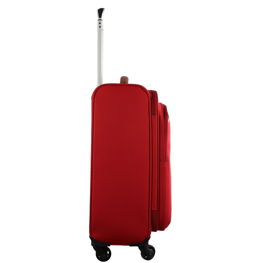 Pierre Cardin 40L Cabin Soft-Shell Suitcase Travel Luggage Bag 4-Wheel Case - Red V563-PC2452-RED