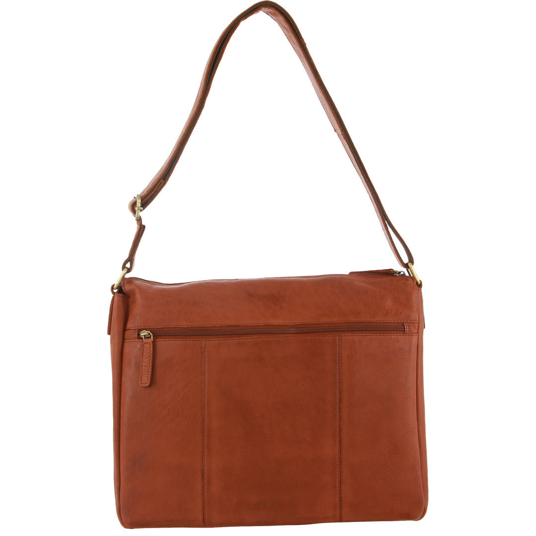 Pierre Cardin Leather Briefcase Bag Tote 13" Laptop Rustic Satchel Travel - Cognac V563-PC2806-COGNAC