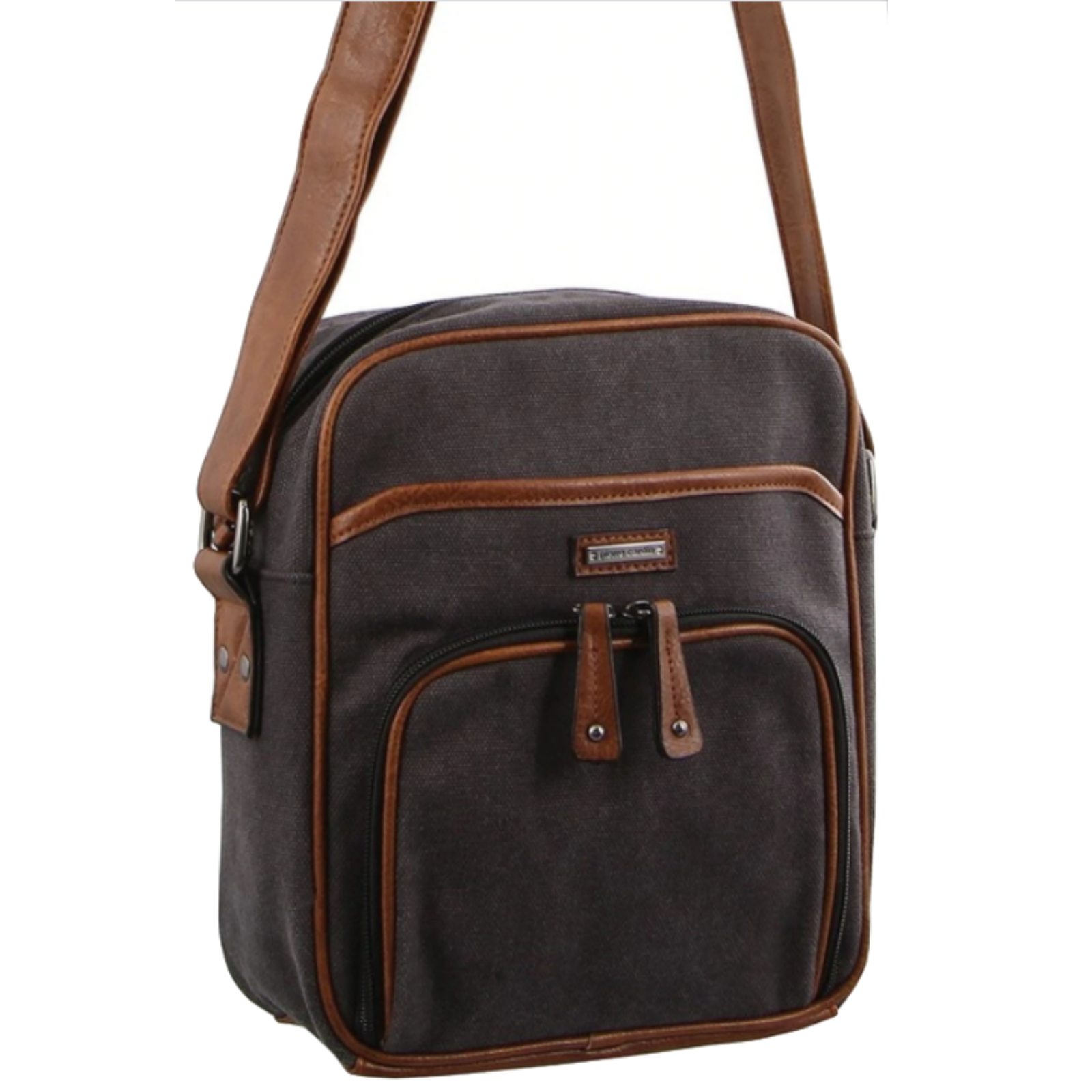 Pierre Cardin Canvas Cross Body Messenger Bag Mens Ladies Satchel Day Pack - Black V563-PC2889-BLACK