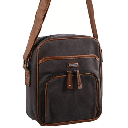 Pierre Cardin Canvas Cross Body Messenger Bag Mens Ladies Satchel Day Pack - Black V563-PC2889-BLACK