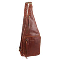Pierre Cardin Mens Sling Bag Rustic Leather Crossbody Chest Backpack - Chestnut V563-PC3229-CHESTNUT