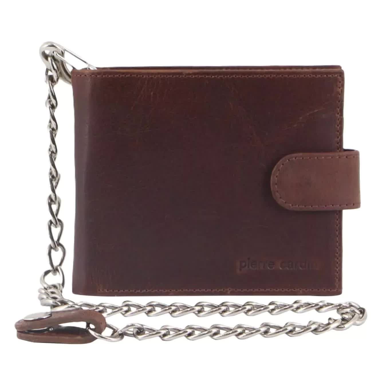 Pierre Cardin Zip Around Mens Leather Wallet with Chain in Chestnut V563-PC3274-CHESTNUT