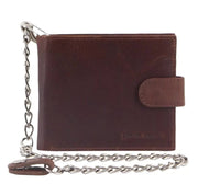 Pierre Cardin Zip Around Mens Leather Wallet with Chain in Chestnut V563-PC3274-CHESTNUT