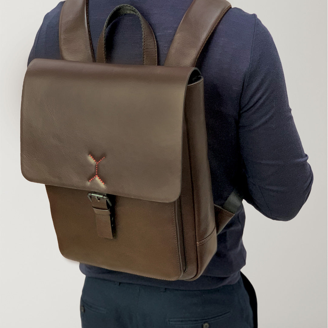 Pierre Cardin Premium Leather Backpack Travel Bag Satchel - Brown V563-PC3386-BROWN