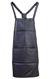 Pierre Cardin Professional Leather Apron Butcher Woodwork Hairdressing Barber Chef - Black V563-PC3432-BLACK