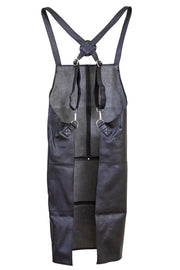 Pierre Cardin Professional Leather Apron Butcher Woodwork Hairdressing Barber Chef - Black V563-PC3432-BLACK