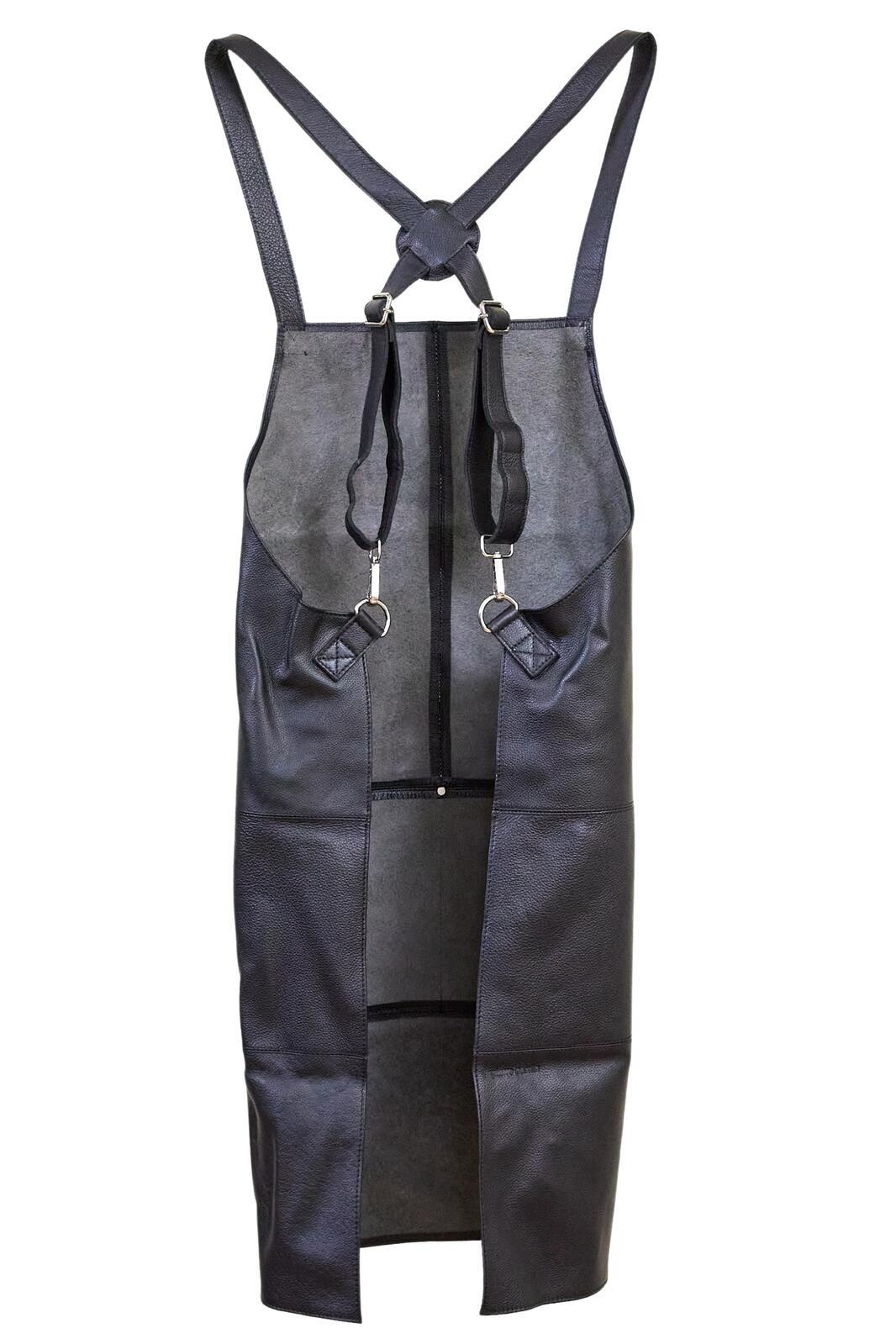 Pierre Cardin Professional Leather Apron Butcher Woodwork Hairdressing Barber Chef - Black V563-PC3432-BLACK