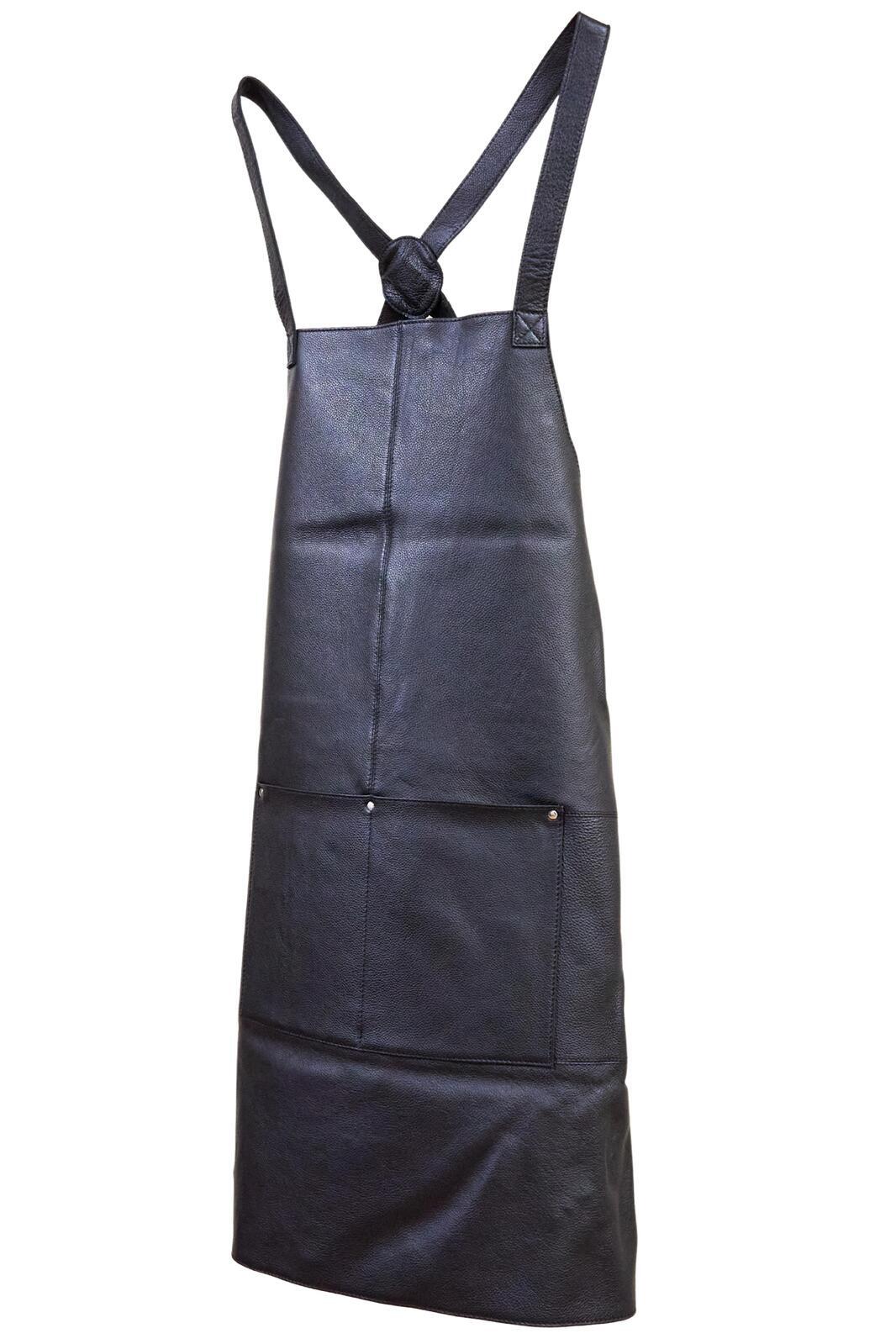 Pierre Cardin Professional Leather Apron Butcher Woodwork Hairdressing Barber Chef - Black V563-PC3432-BLACK