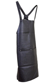 Pierre Cardin Professional Leather Apron Butcher Woodwork Hairdressing Barber Chef - Black V563-PC3432-BLACK